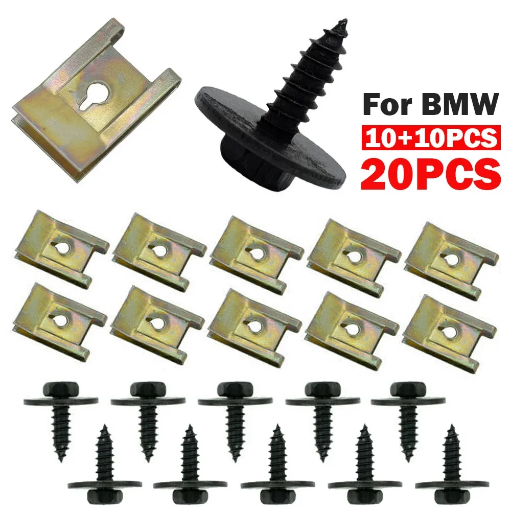 

20/40pcs Car Metal Screw Clips U-Type Fastener Clip with Screw Anti-rust Auto Fender Bumper Protection Buckle Iron Sheet Screw