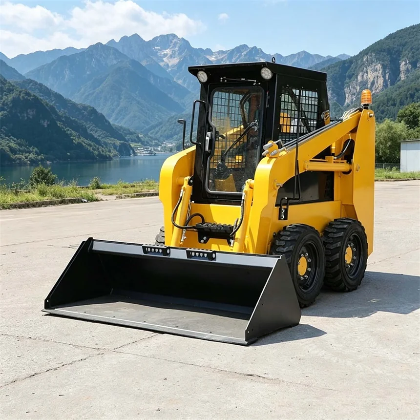 

High Efficiency Ride On Skid Steer Loader Tracked Wheeled Optional Mini Skid Loader With Multiple Attachments