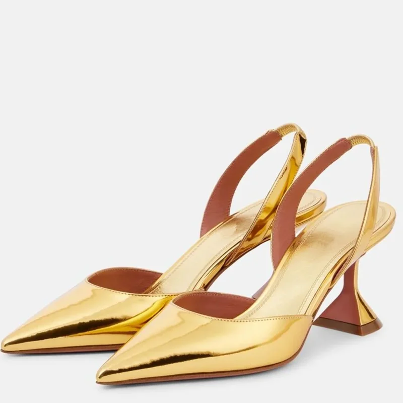 

Shiny Patent Leather Wine Glass Heel Pumps Sexy Pointed Toe Ankle Warp Accept Customized New Arrivals Fashion Women Modern Shoes