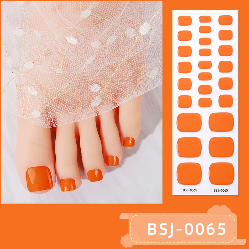 26 Tips Semi-cured Gel Nail Sticker Solid Color Toe Nail Decals Light Therapy Nail Polish Glue Manicure Sticker