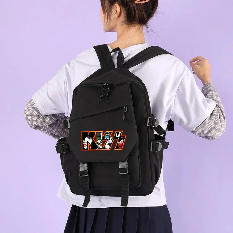 Rock Band Kiss Women Hip Pop Waterproof Schoolbag Jim Hendrix Backpack Trendy Girls Laptop School Bags Cute Travel Book Bag