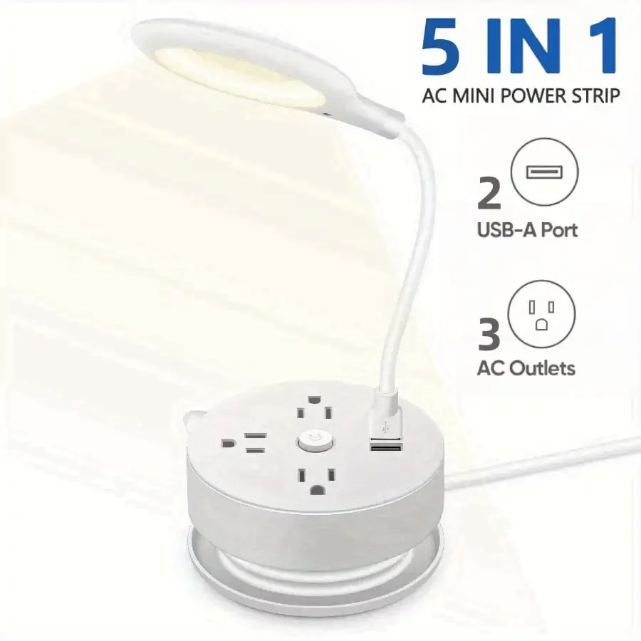 A Multi-functional Power Strip, Featuring A PC Night Light with A Phone Stand,  Designed for Eye-friendly Reading and Writing
