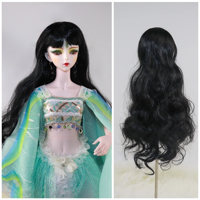 BJD SD DIY Curly Wigs High Temperature Wire Doll Hair Involtini Alla Romana Thick bjd Wig Color Lovely 21cm Long hair