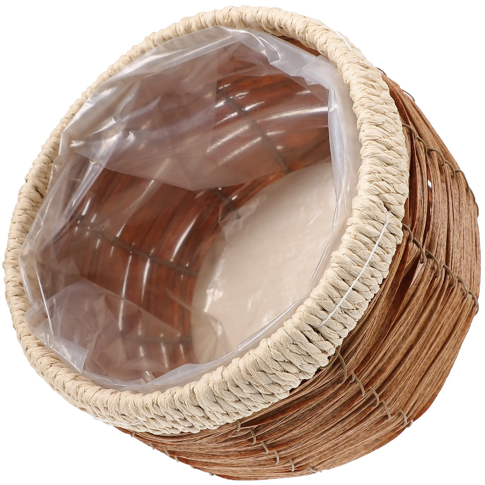 Flower Basket Woven Pot Rattan Green Plant Succulent Storage (brown) Weaving Decorative Hamper Baskets for Pots Indoor