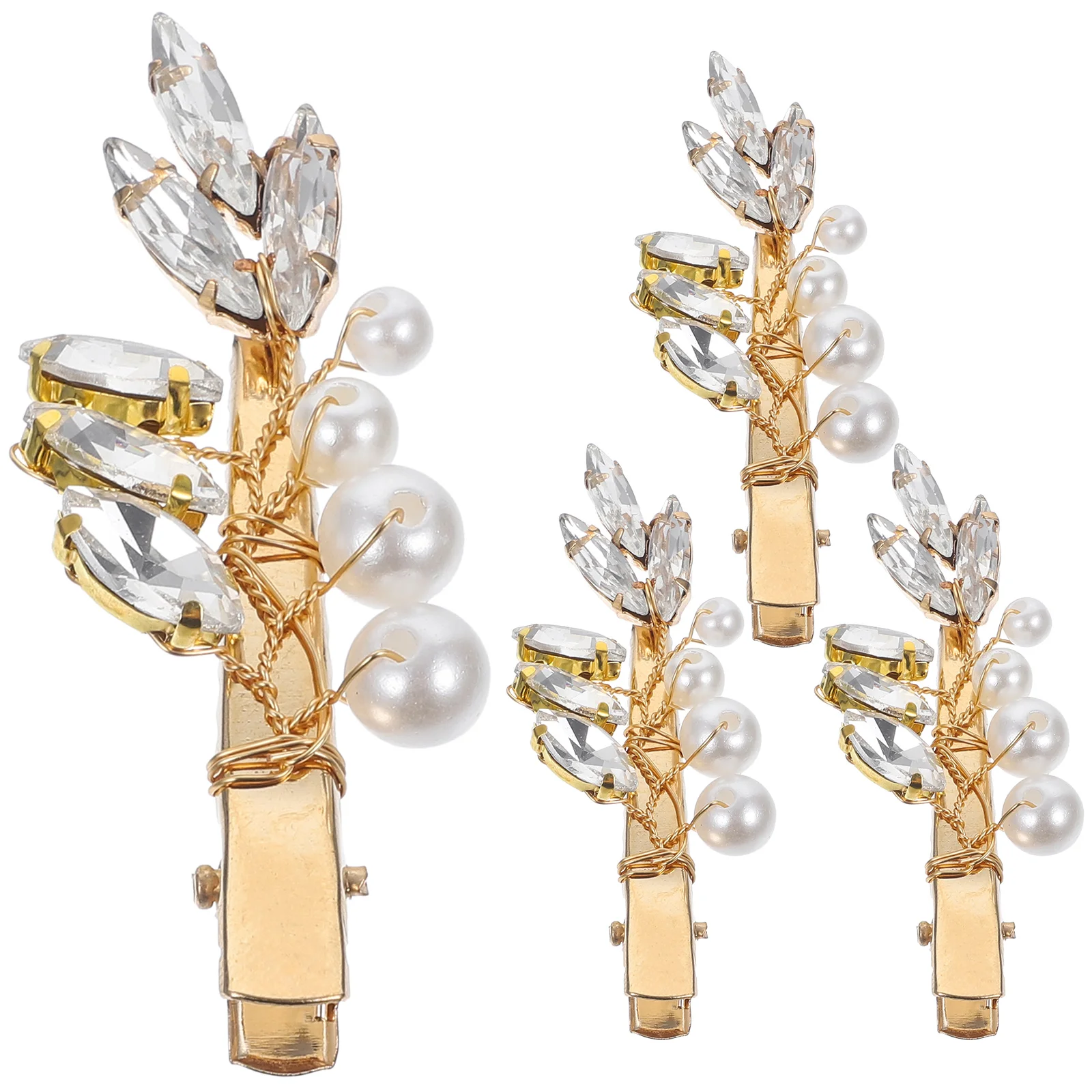 

4pcs Pearl Headdress Alligator Hair Clips Women Rhinestone Wedding Accessories Styling Sectioning Mini Premium Materials Strong