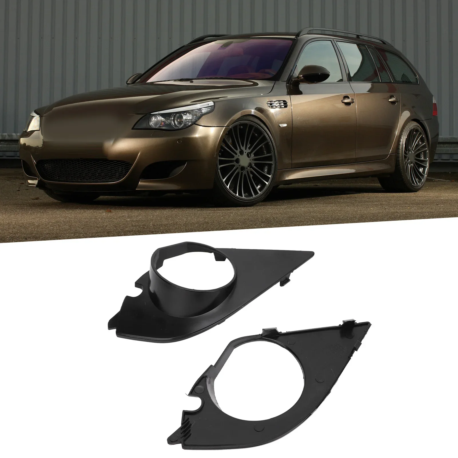 

1 Pair of Fog Lamp Grille Cover, Front Bumper Fog Light Grille Trim 51117896603/51117896604 for BMW E60 E61 M 2003-2009