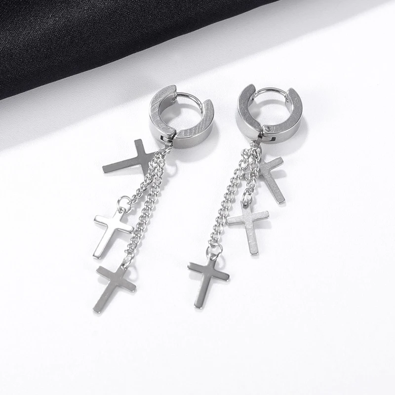 11 Pairs Stainless Steel Hoop Earrings Punk Steel-color For Men Women Street Hip Hop Pop Piercing Fake Earrings Unisex Jewelry