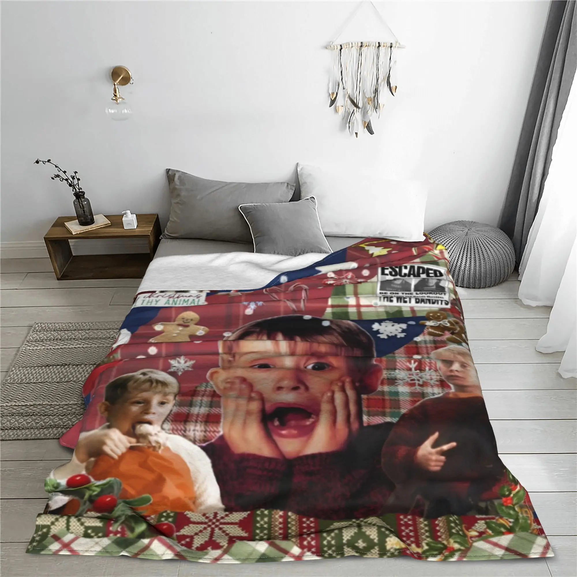 Home Alone Macaulay Culkin Collage Blanket Fleece Kevin Comedy Ultra-Soft Throw Blanket for Bed Bedspread