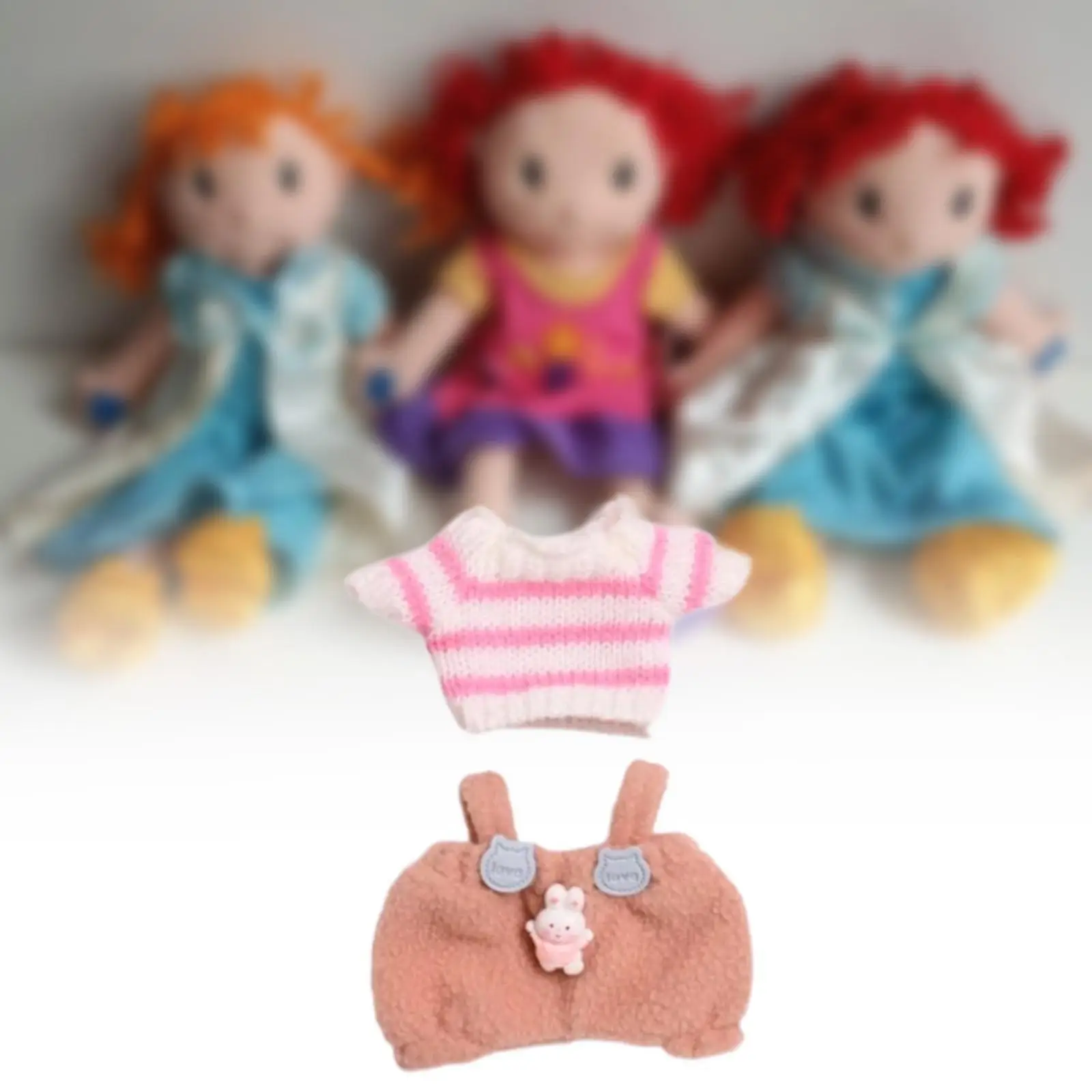 

2 шт., штаны на подтяжках для кукол с футболки, костюм ручной работы для кукол 15-17 см, новогодние подарки