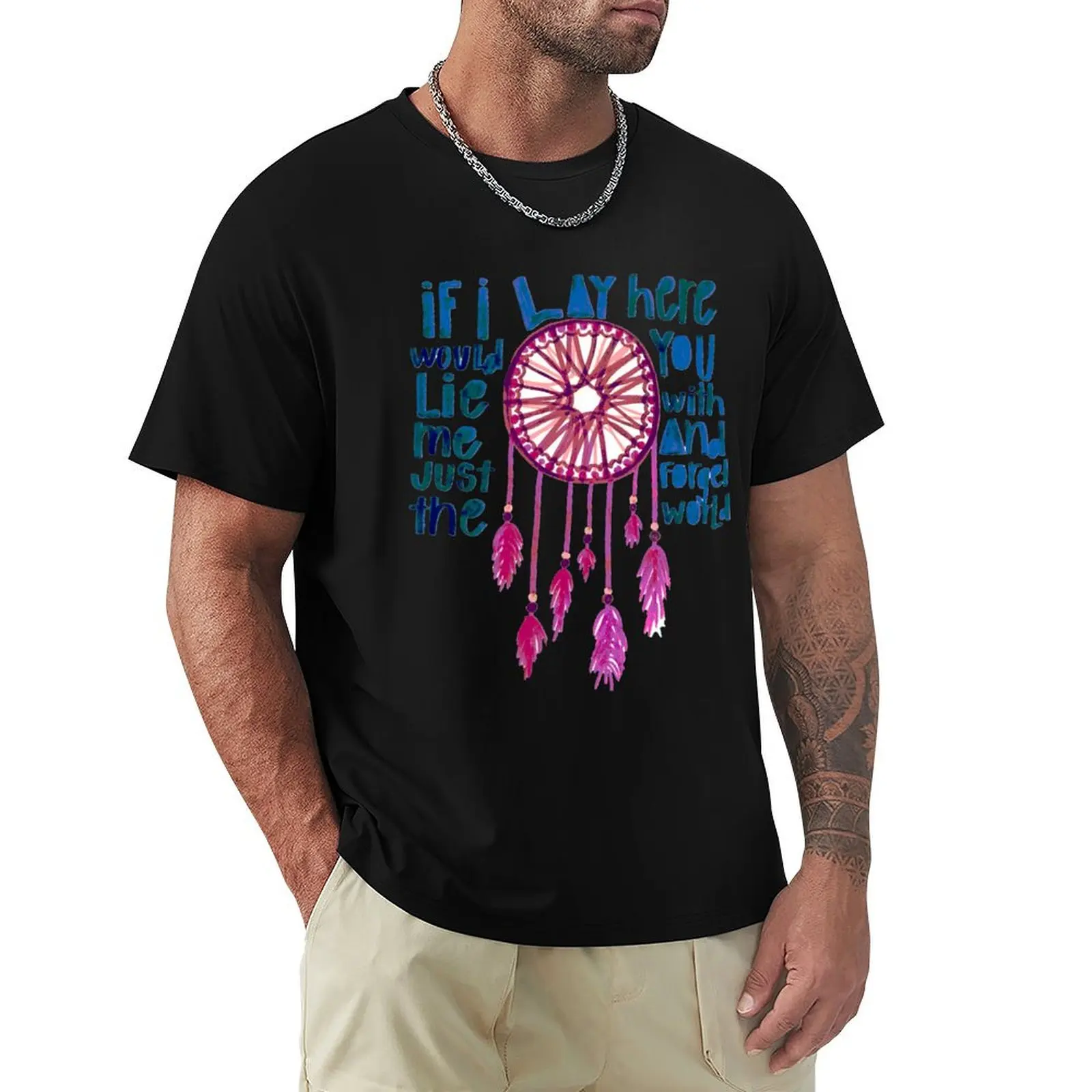 

IF I LAY HERE Chasing Cars by Snow Patrol lyrics T-Shirt Large Size Casual Tee Shirt