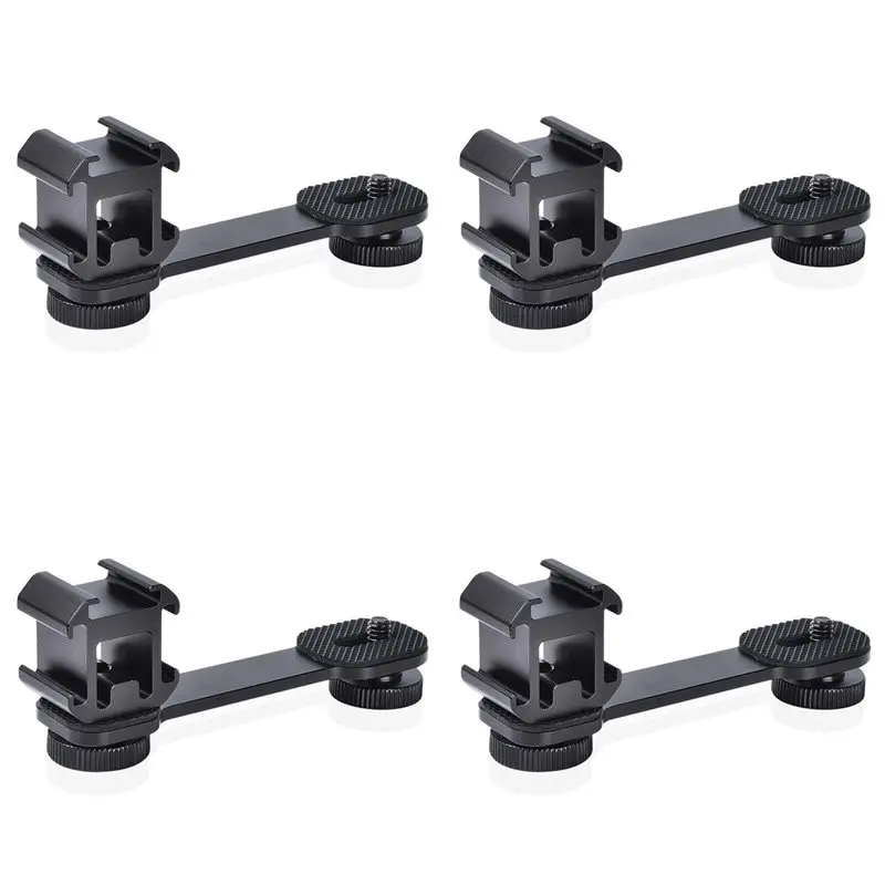 Y47A 4X Triple Cold Shoe Mount Extension Bracket Holder Adapter for LED Video Light DSLR Phone Gimbal
