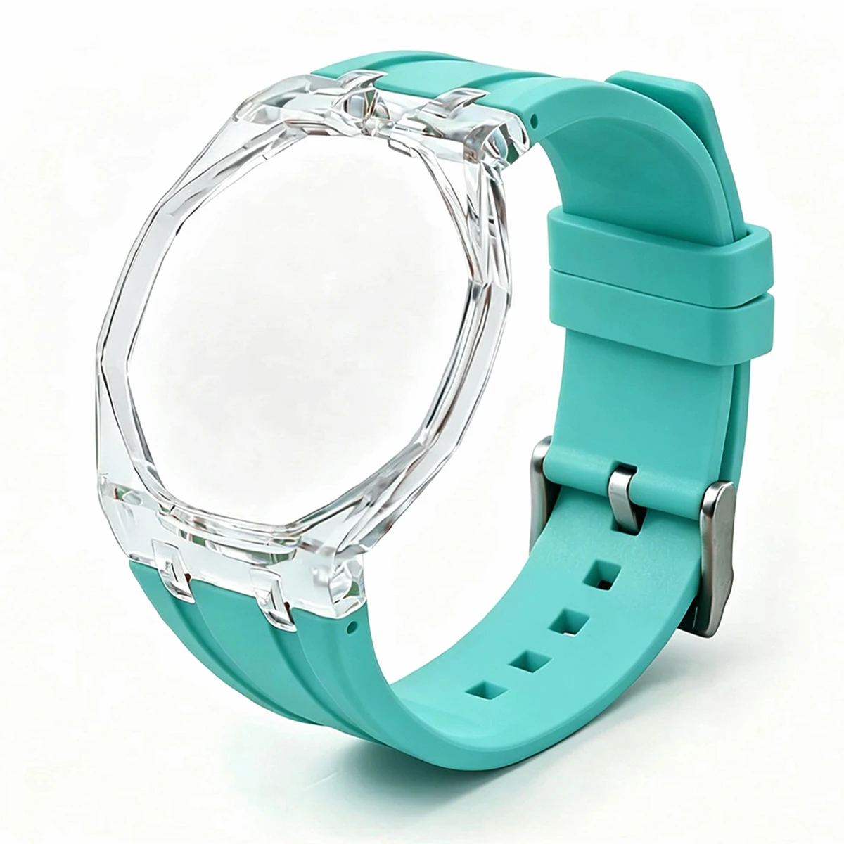 Modification Fit Transparent Case+Silicone Strap for Swatch X AP Royal Pop Pocket Watch Changer Wristwatch Integrated Sport Band
