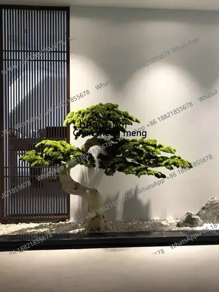 z183    Large Artificial Greeting Pine Root Carving Pine Tree Hotel Staircase Landscape Soft Decoration Floral Display Tree