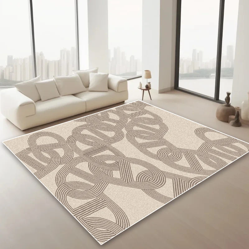 French Chain Design Area Rug Non-Slip Fluffy Plush Carpet for Living Room Bedroom Bedside Floor Mat Soft Home Decor