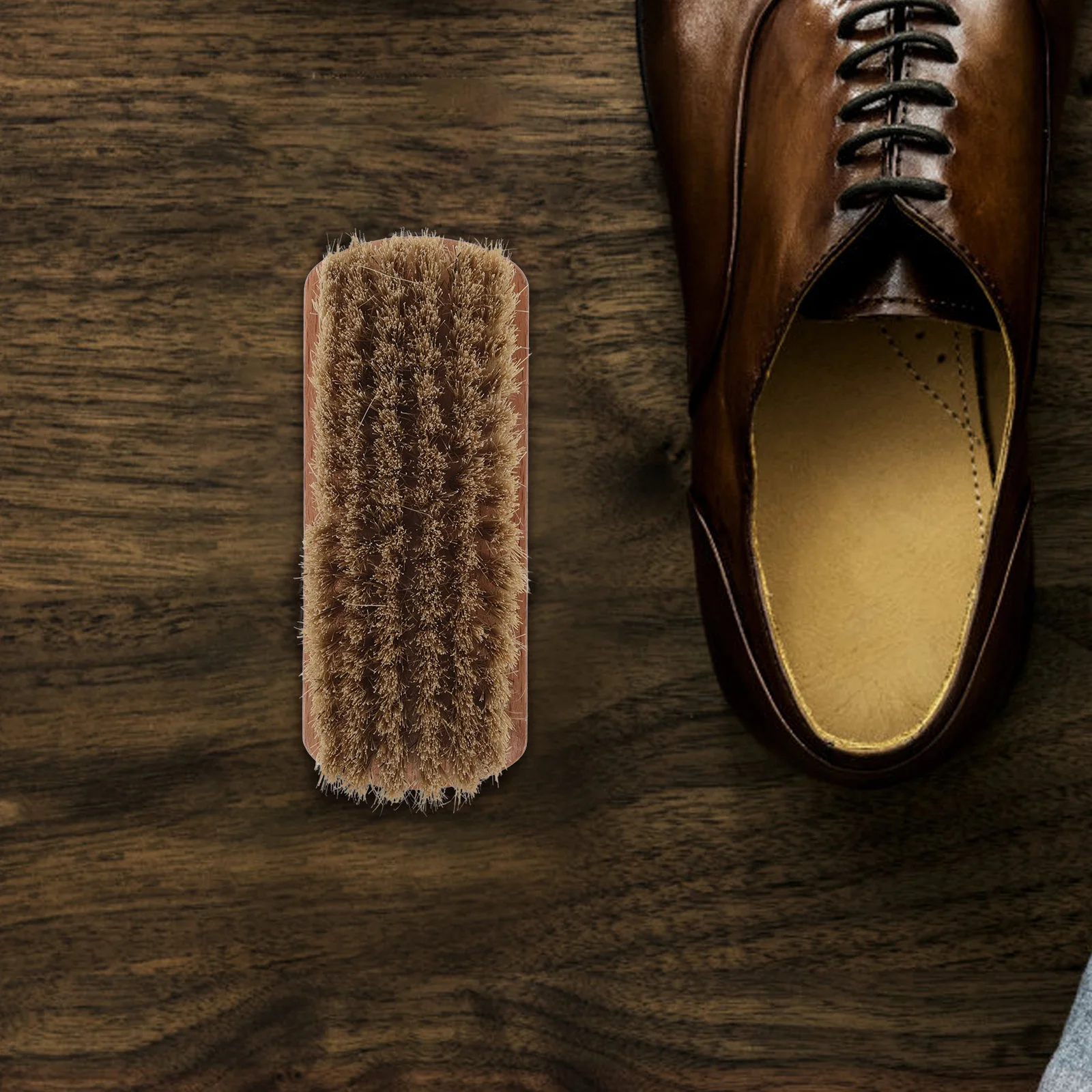 

Shoe Clean Hardwood Handle For Vinyl Shine Portable Bristle Brush Pighair Brush Home Car Travel