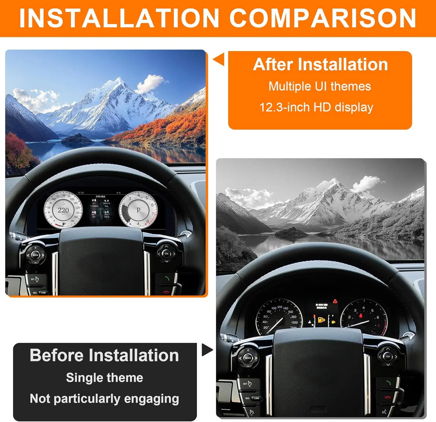 12.3-inch Digital Cluster Dashboard For Land Rover Freelander 2 2007-2015 Speedometer Wireless CarPlay HD screen 1920*720
