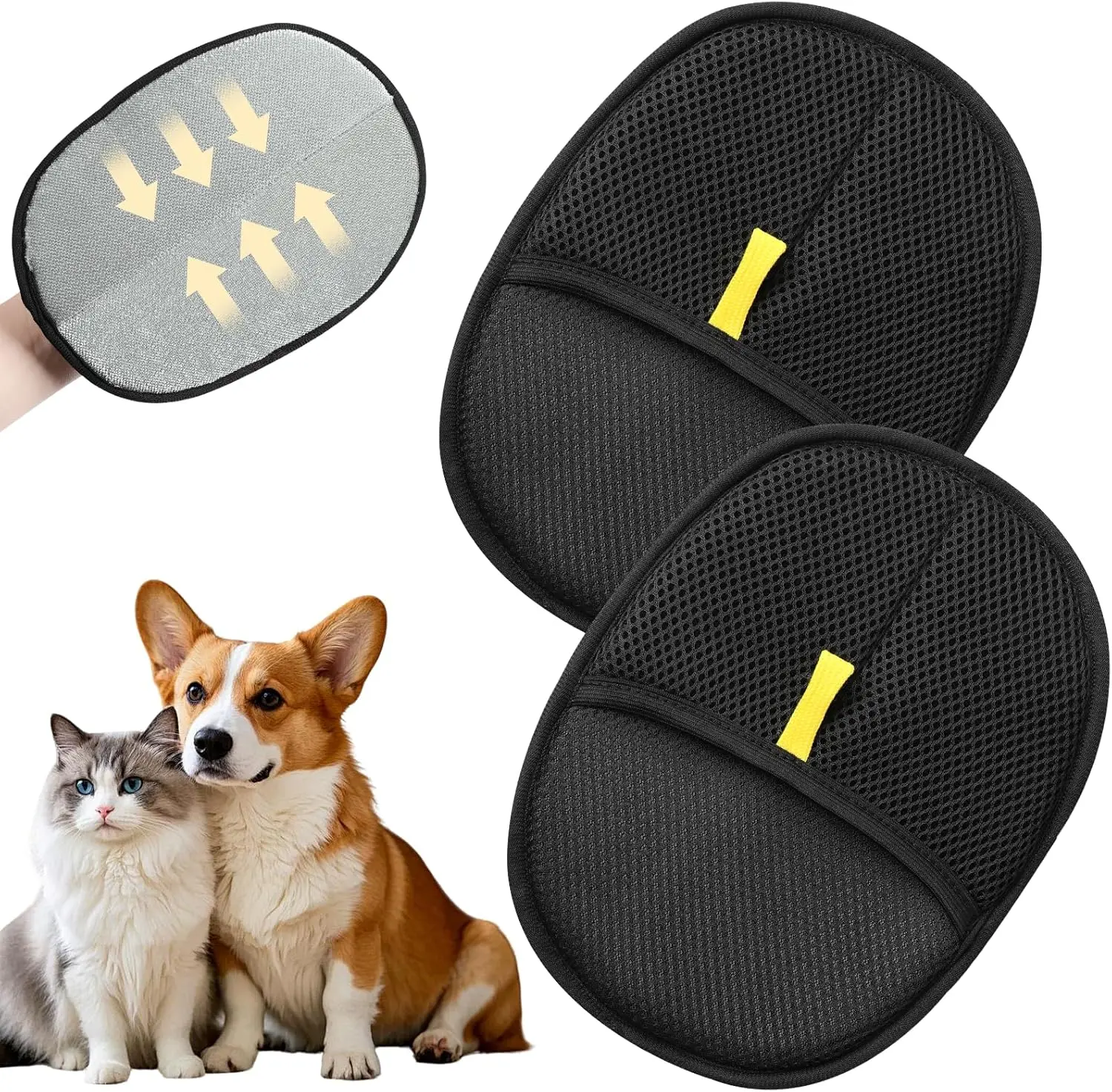 Dog Cat Hair Remover Gloves Grooming Brush Static Dedusting for Sofa Carpet Clothes Pet Cleaning Tool Washable Reusable Gloves