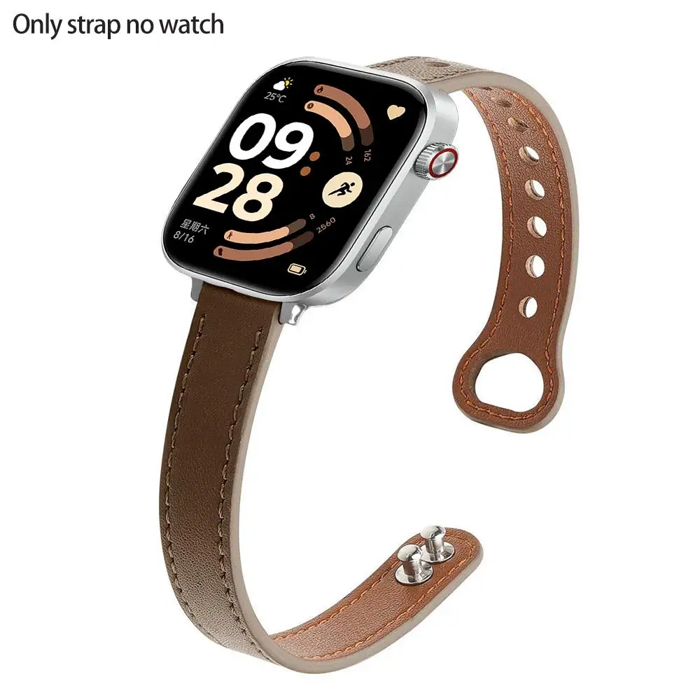 Doppeltes Nagel-Leder-dünnes Armband für Redmi Watch 6 5 4-Band Einfaches schlankes Gürtelarmband Correa für Xiaomi 9 8 Pro Smart-Uhrenarmbänder