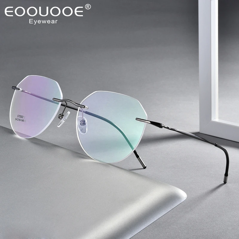 

Ultralight Titanium Alloy Rimless Men Glasses Frame Square Eyeglasses Myopia Prescription Frames For Women Optical Eye Glass