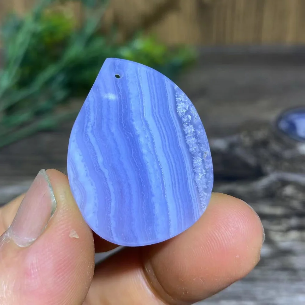 Crystal Natural Blue Lace Agate Pendant Slab Slice Stone Quartz Gemstones Minerals Wicca Quality Reiki Ornaments Home Decoration