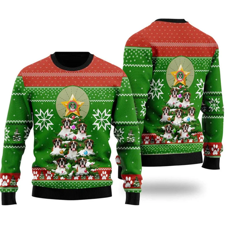 Christmas Tree Graphic Ugly Christmas Sweaters Men Women Funny Xmas Gift Couple Party Tops Fashion Long Sleeve Unisex Clothing