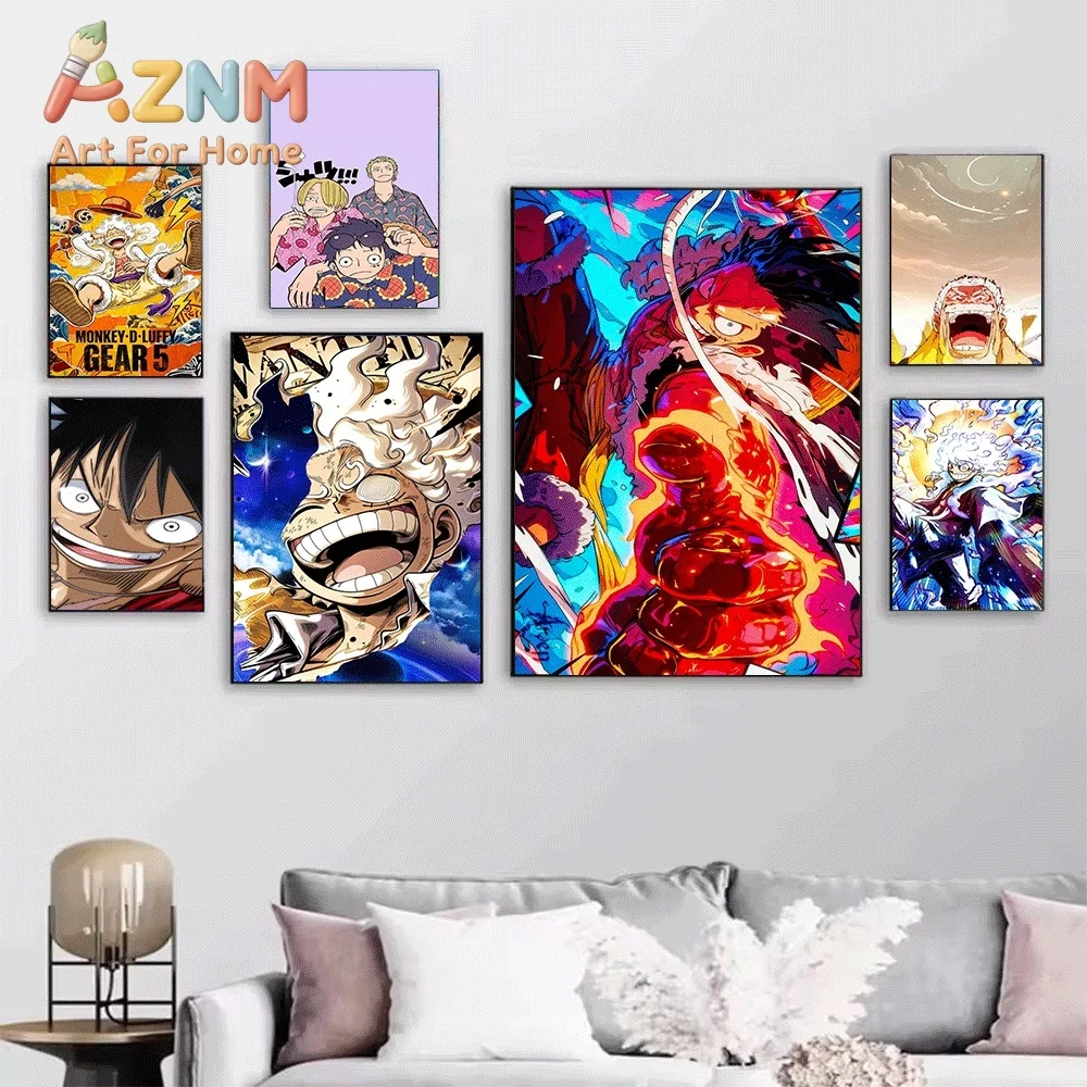 One Piece Anime Canvas Wall Art No Frame Monkey D Luffy Gear 5 Nika Form Manga Print Painting Bedroom Living Room Home Wall De