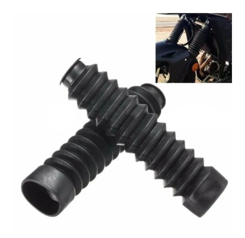 2Pcs Fork Bellows Front Black Universal Off-road Motorcycle Rubber Boot Dust Cap 13 Section Rubber Front Fork Boot NEW