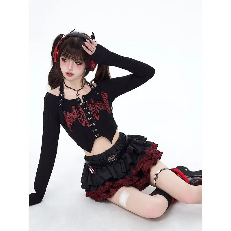 여성용 뉴 펑크 노출 방지 틈새 시장 신상 퍼프 케이크 스커트