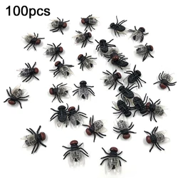 Piezas de plástico para Halloween, moscas falsas, insectos, juguetes de broma, 100