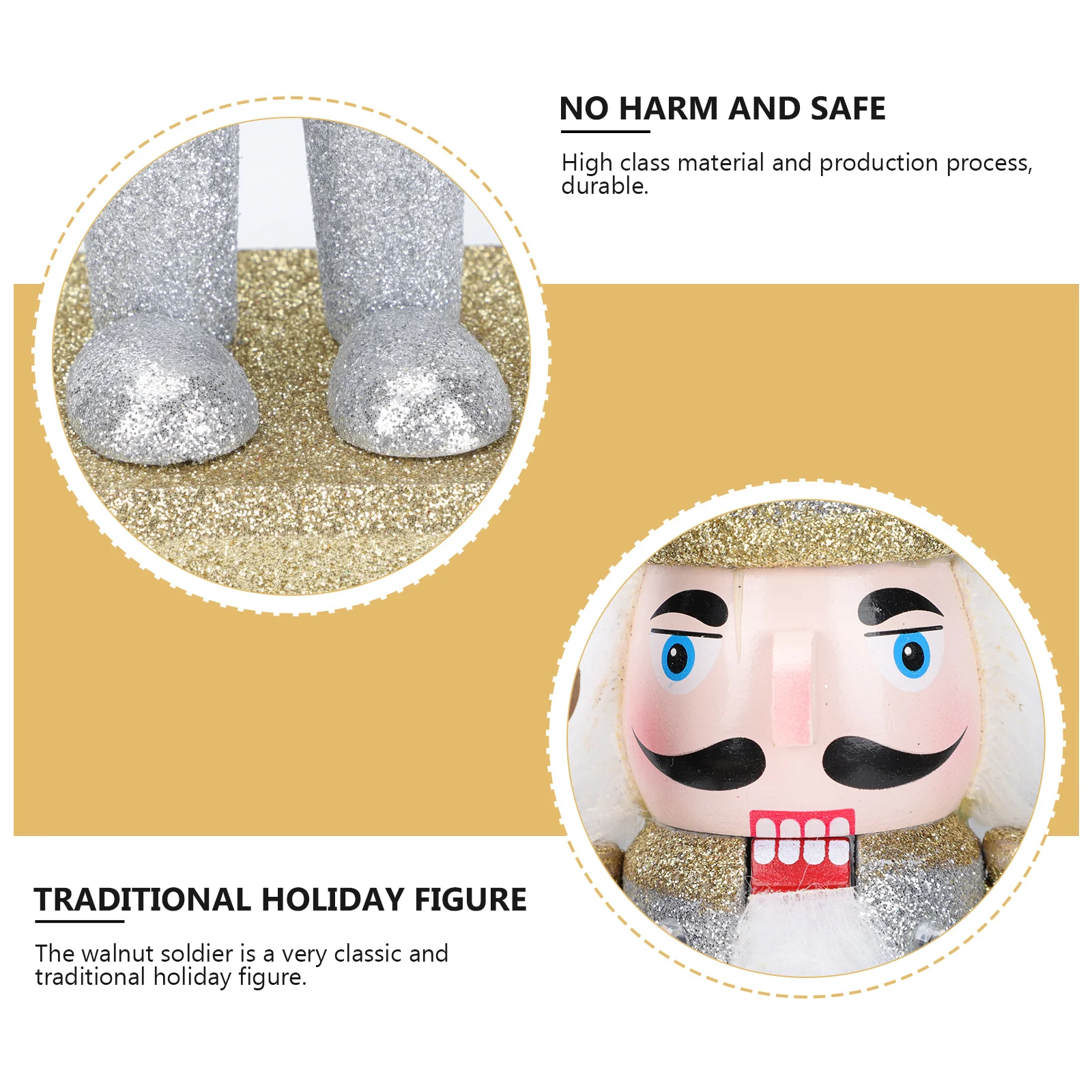 

1pc Wooden Nutcracker Soldier Puppet Decor Figure Top Beads Random Color Desktop Ornament Home Decor Walnut Craft