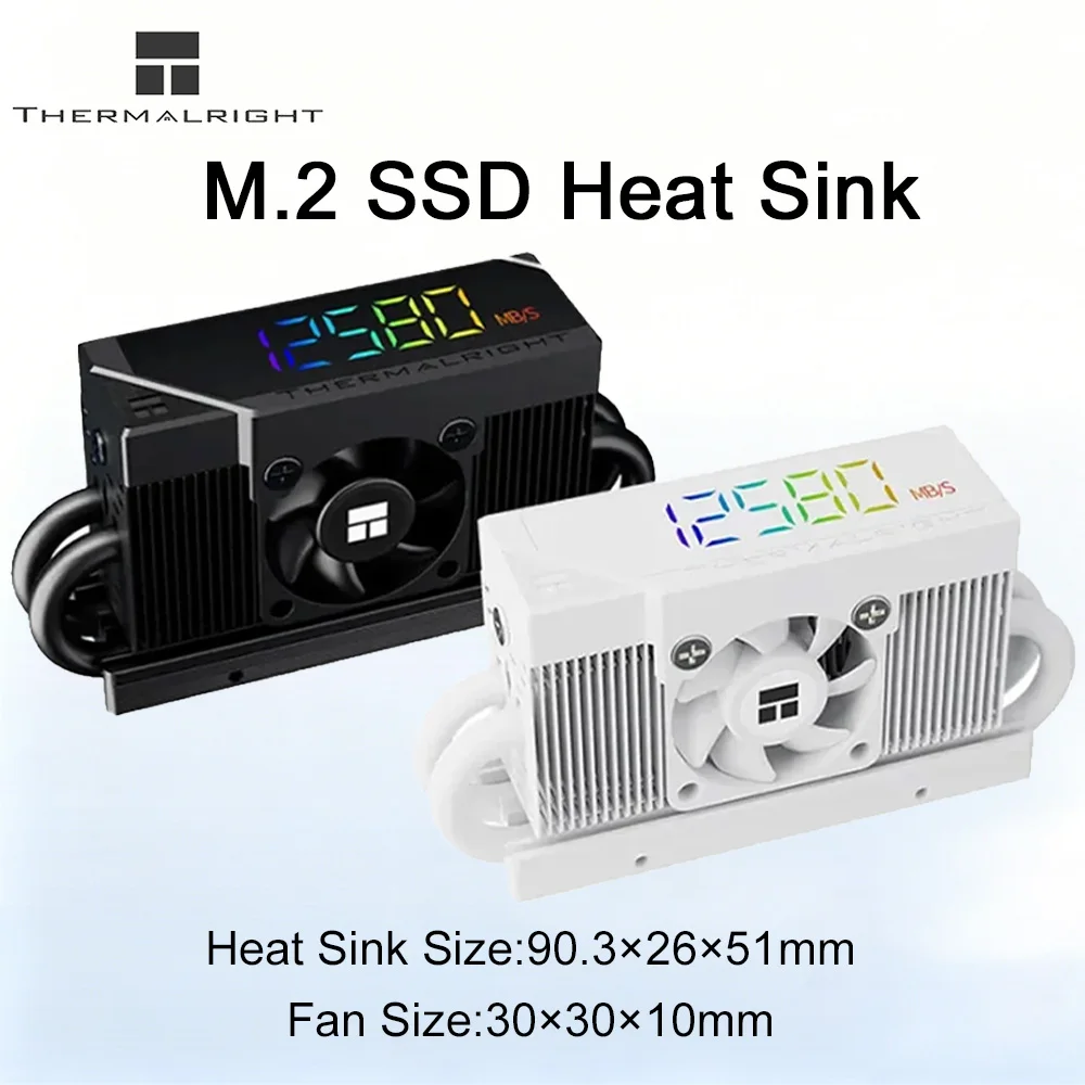 Термопрокладка Thermalright для M.2 SSD с цифровым дисплеем, 4-контактный кулер M.2, полностью позолоченный, 4 тепловые трубки, с термопрокладкой, поддержка PCI