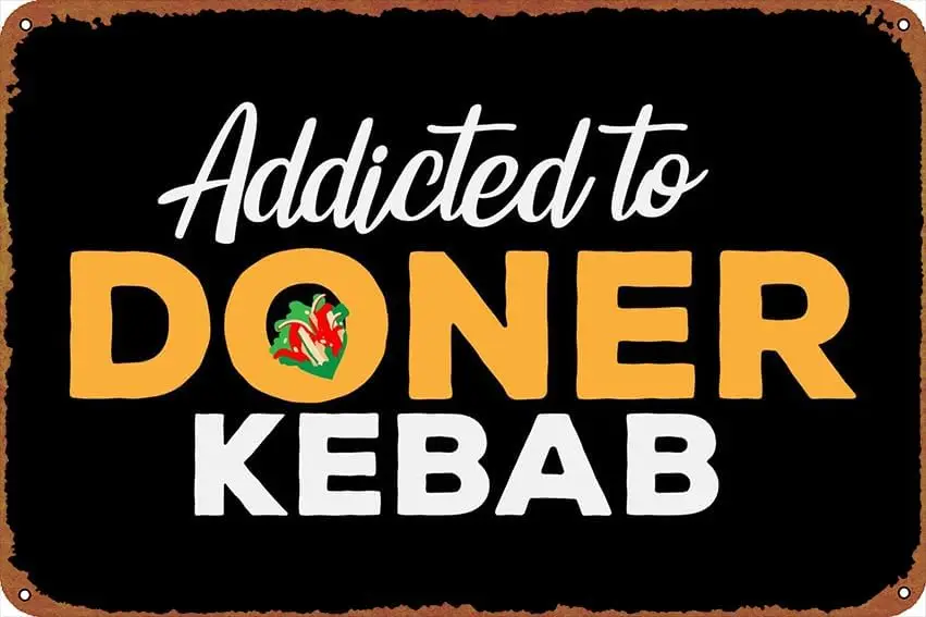 To Doner Kebab Poster Vintage Tin Sign for Home, Garden, Bar, Restaurant, Cafe, Office, Shop, and Club - Retro Wall Decor - 12 X