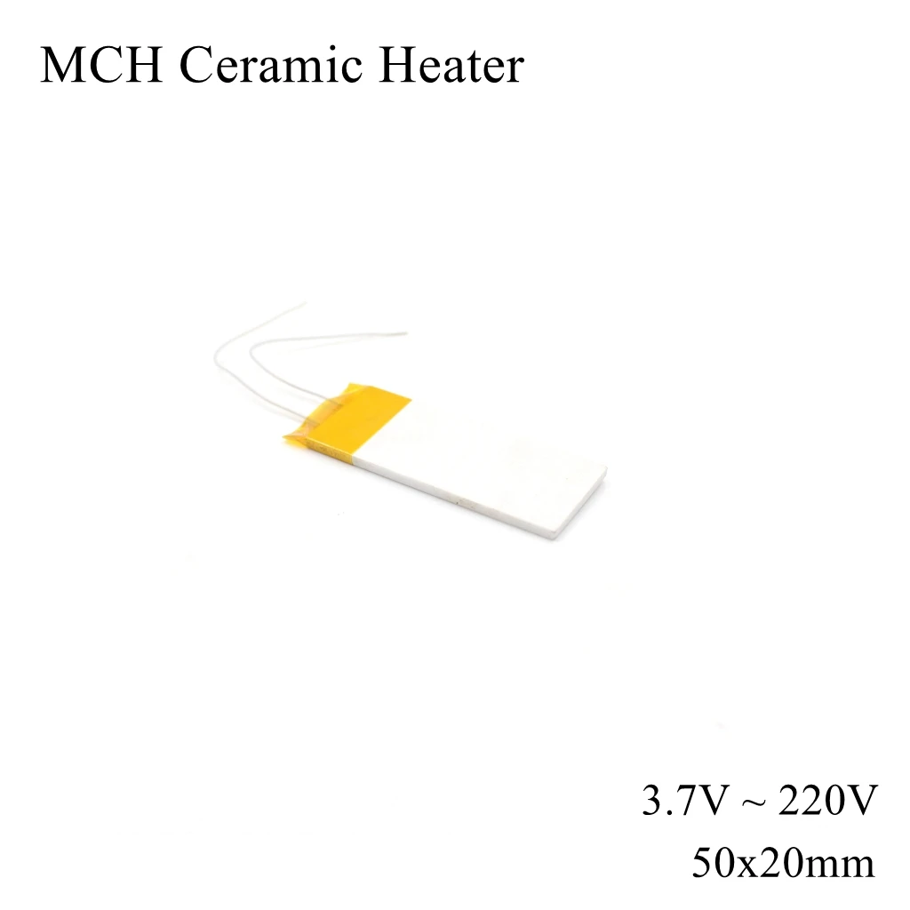 50x20mm 12V 110V 220V MCH High Temperature Ceramic Heater Square Alumina Electric Heating Board Plate Band HTCC Metal Hair Dry