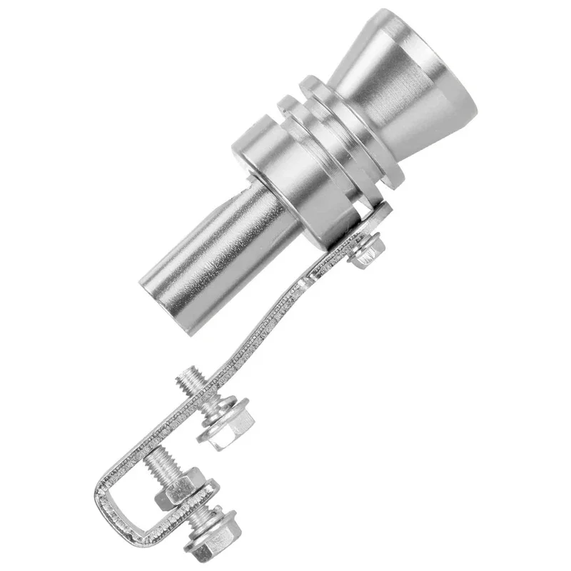 Motorbike Car Exhaust Fake Turbo Whistle Pipe Sound Muffler Blow Off Valve Universal Simulator Whistler Aluminum Silver S/M/L/XL