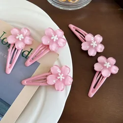 2Pcs/lot Pink Sakura Bobby Pins Hairpin Side Hair Clip Girl Women Cute Creamy Blue Flower Headwear Sweet Hairpins Ornament Gifts