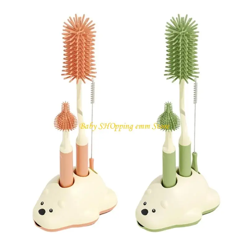 

23GD Hygienic 4 Piece Bottle Washing Flexible Silicone Bristles Safe For Baby Products