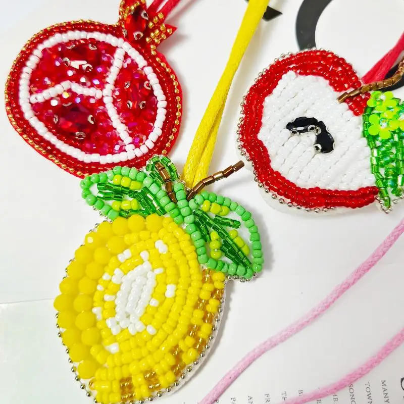 New Rope Badge Bead Tassel Star Lemon Orange Flower Heart Patch Sequin Rhinestone For Embellishing Bag Clothing Lanyard Accessor