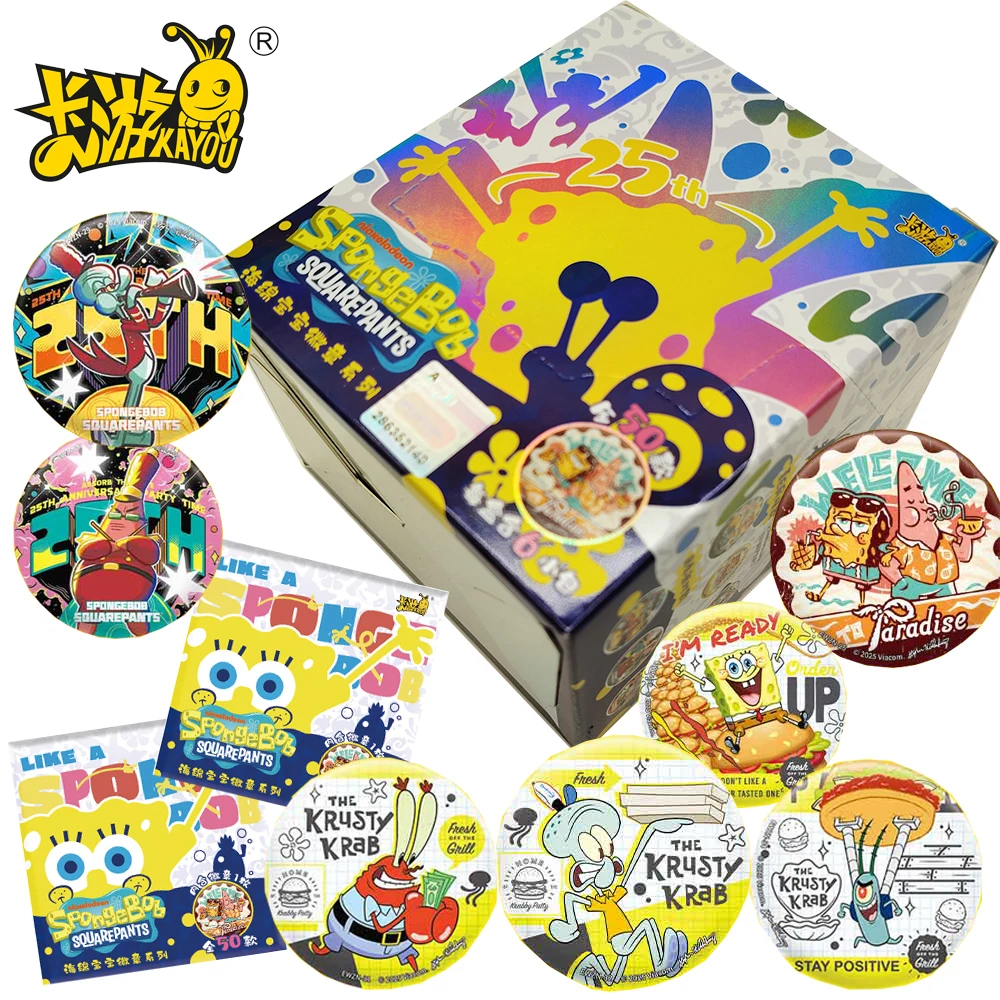 

Kayou Original SpongeBob SquarePants Anime Peripherals Circular Badges Collectibles Brooches Bag Pendants Gifts for Young Lovers