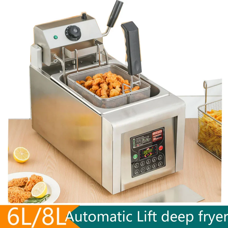 Auto Lifting Deep Fryer Electric Frying Pan Automatic Lifting Electric Fryer Timed Fry Fast Food Intelligent Auto Lift-up Fryer