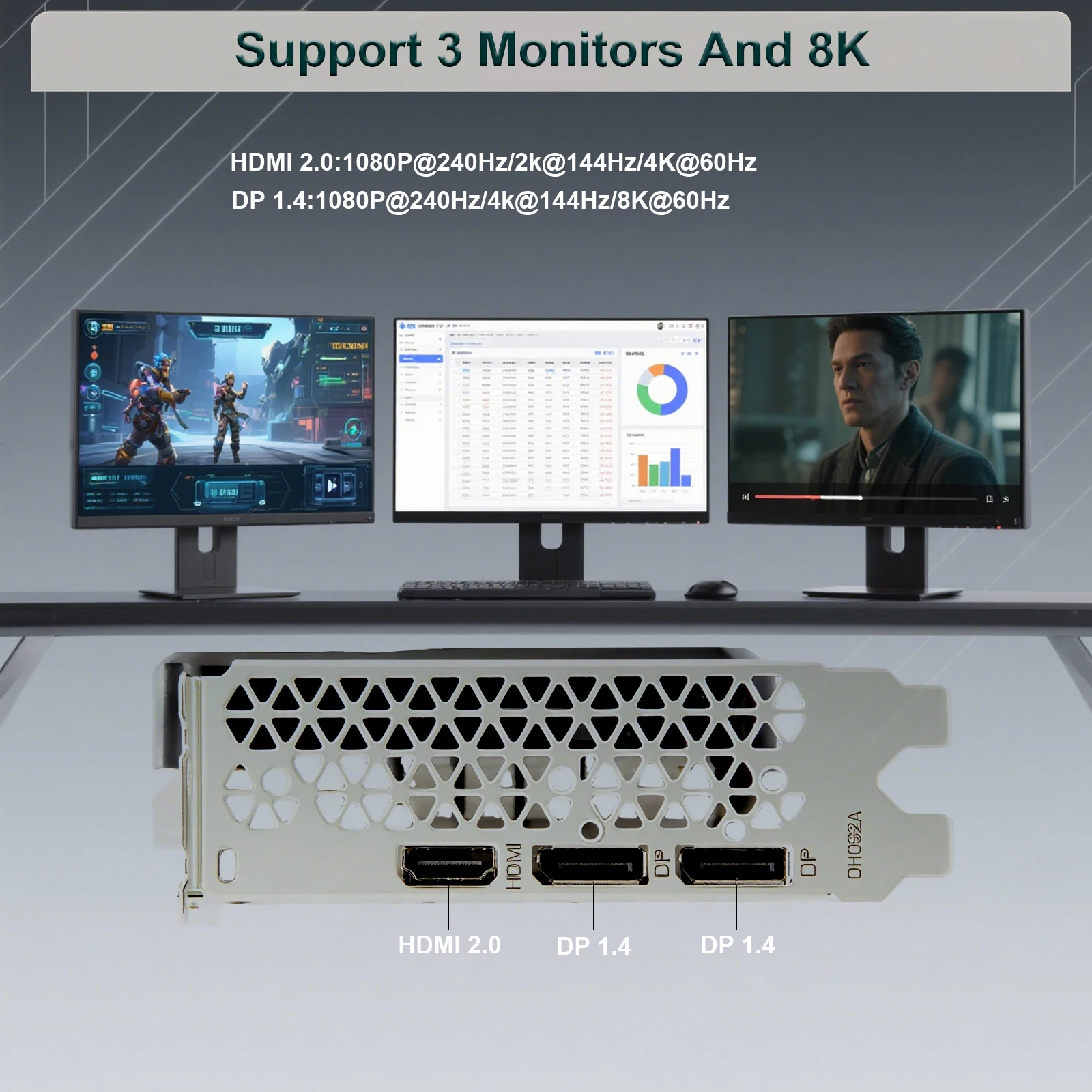 بطاقة رسومات SongryVGA GTX 1060 3/6GB GDDR5، 192 بت 6Pin PCI Express 3.0،4K/8K Ultra HD، تبريد مروحة مزدوجة، ألعاب HDMI 2.0+2x DP