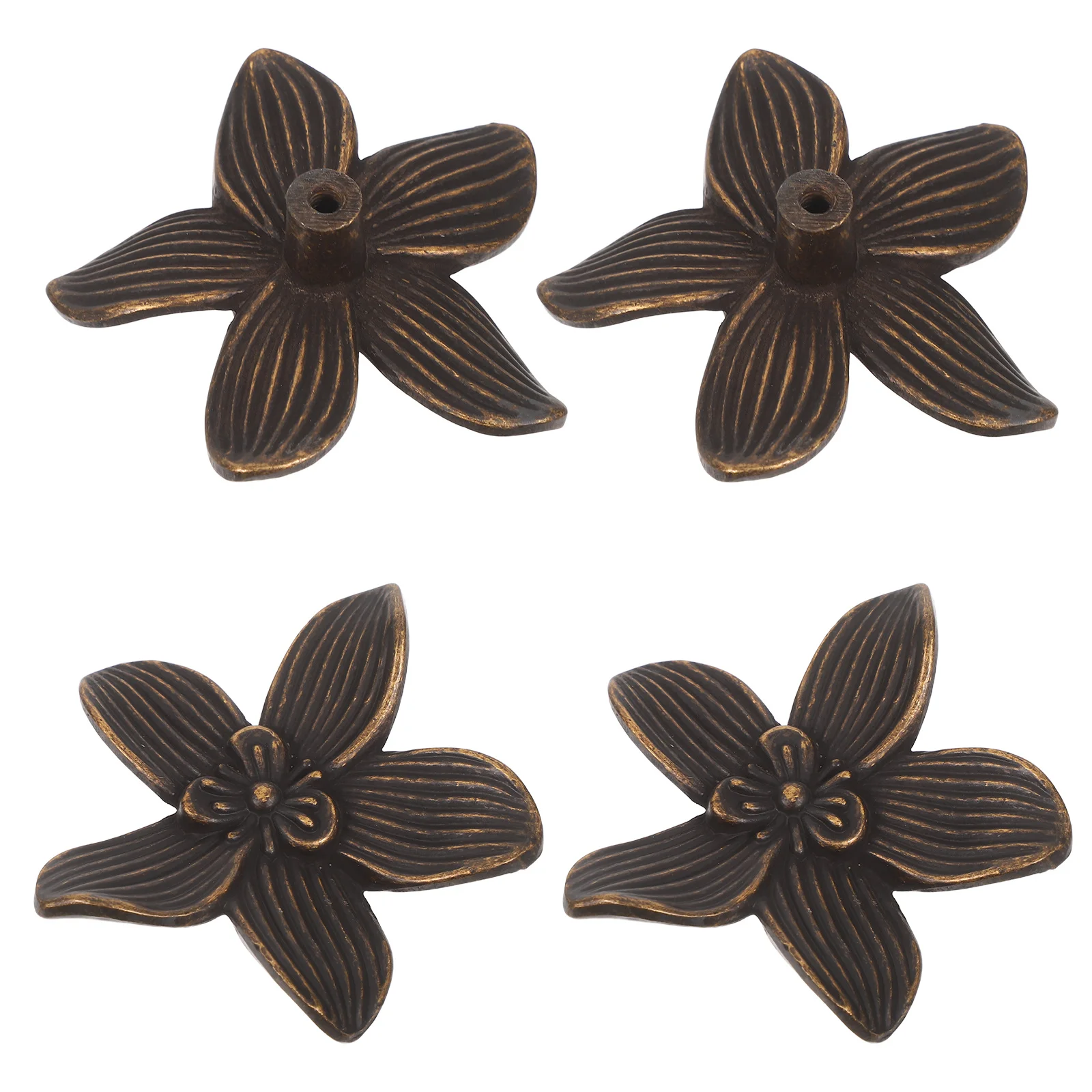 

4Pcs Retro Cabinet Handle Vintage Flower Shape Zinc Alloy Drawer Pulls Petal Pulling Door Handles Closet Knobs