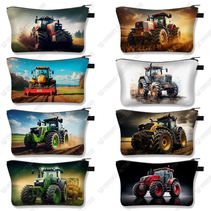 Farm Tractor Cosmetic Case, Play with Tractor, Makeup Box, Storage Pouch, Woman Wallet, Harvest Case