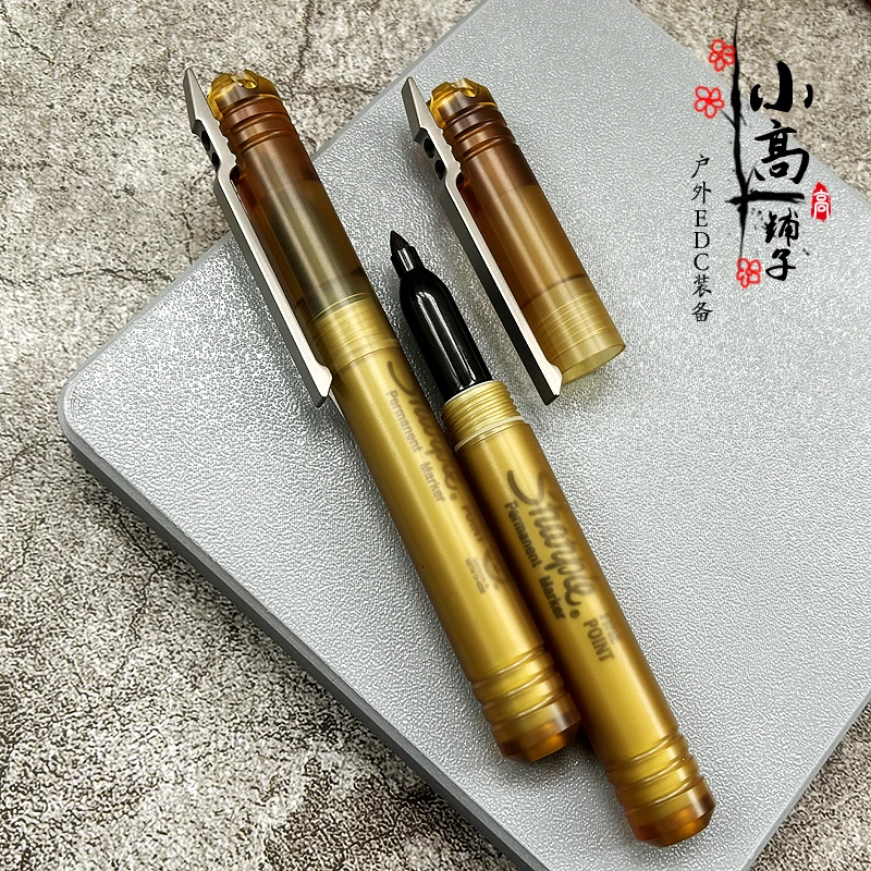 Golden Hoop Stick PEI+Titanium Marking Signature Water Pen Tactical Defense Pen Open Box Tool Mark Pen Core