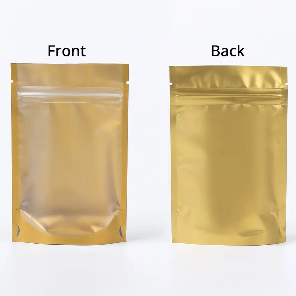 One Side Frosted Transparent Mylar Package Bags Resealable Aluminum Foil Heat Seal Matte Stand Up Zip Lock Pouches With Window