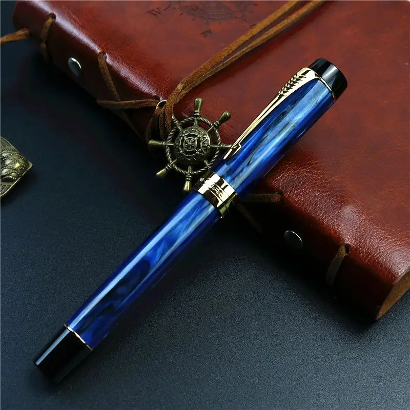 

Jinhao Sky Blue Acrylic Fountain Pen Iridium Gold F 0.5mm Nib Ink Pen Student Character Practice Business Office Luxury Gift Pen