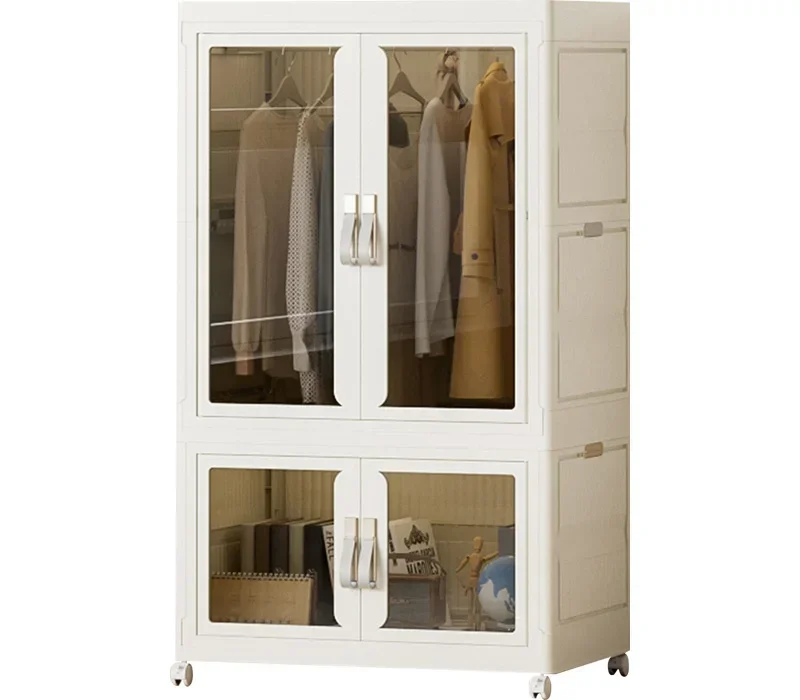 

#F Hot selling multi-functional foldable 54cm bedroom home detachable clothing storage wardrobe with wheels