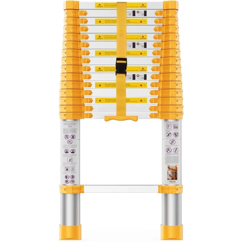 Telescoping Ladder, 15.5FT Aluminum Collapsible Ladder w/Non-Slip Feet, Telescopic Extension Extendable Ladder Heavy Duty RV Col