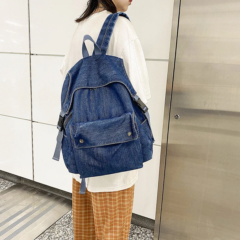 Zaini da donna in Denim coreano zaino da college di grande capacità Casual borsa da viaggio grande da donna borsa da scuola per ragazza adolescente