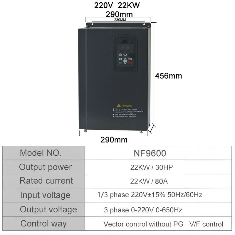 11/15/18.5/22/30/37/45KW1P High-performance vector type frequency converter AC 220V 3P output motor Speed Controller inverter