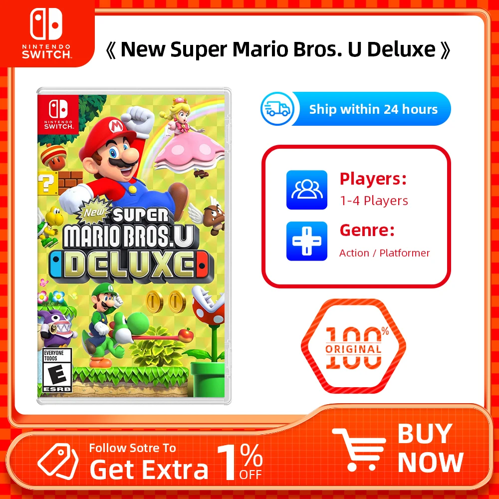 Nintendo Switch - New Super Mario Bros U Deluxe - Game Physical Cassette for Switch OLED Lite Game Console